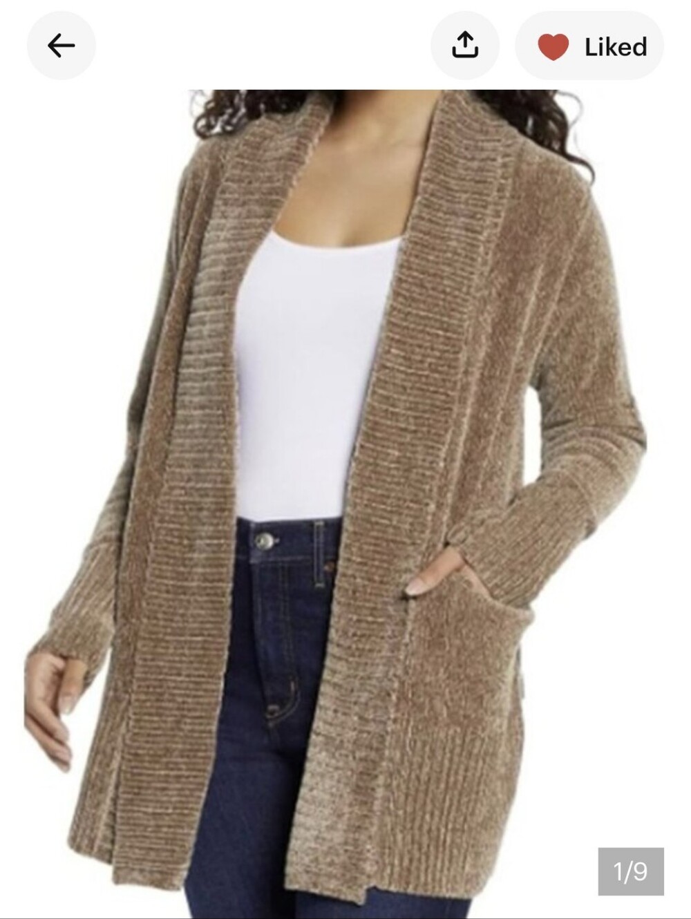 Orvis Womens Cardigan Sweater Chenille Pockets Soft Open-Front Cardigan New L